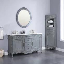 Home Decorators Collection Winslow 22 in. W x 14 in. D x 67.5 in. H Single Door Linen Cabinet in Antique Gray -Bathroom Cabinets Shop antique gray home decorators collection linen cabinets bf 27005 ag 31 1000