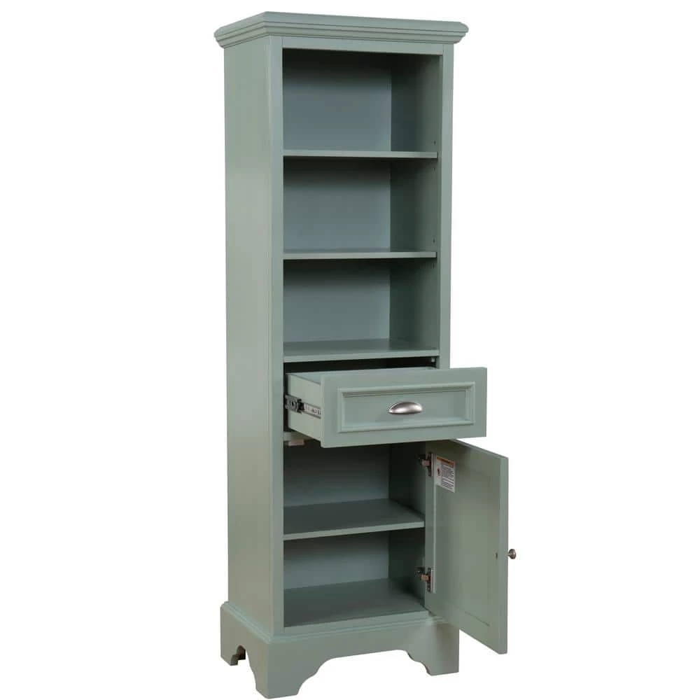 Home Decorators Collection Sadie 20 in. W x 14 in. D x 64.5 in. H Linen Cabinet in Antique Light Cyan 5 Home Decorators Collection Sadie 20 in. W x 14 in. D x 64.5 in. H Linen Cabinet in Antique Light Cyan - Image 3