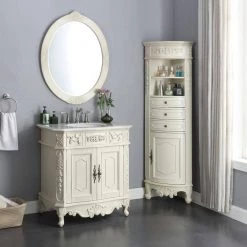 Home Decorators Collection Winslow 22 in. W x 14 in. D x 67.5 in. H Single Door Linen Cabinet in Antique White -Bathroom Cabinets Shop antique white home decorators collection linen cabinets bf 27005 aw 31 1000