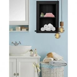 AdirOffice 12.75 in. W x 4.75 in. D x 18 in. H Black Wood Bathroom Recessed Wall Shelf (2-Pack) -Bathroom Cabinets Shop black adiroffice bathroom wall cabinets 515 01 blk 2pk 44 1000