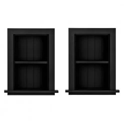 AdirOffice 12.75 in. W x 4.75 in. D x 18 in. H Black Wood Bathroom Recessed Wall Shelf (2-Pack)