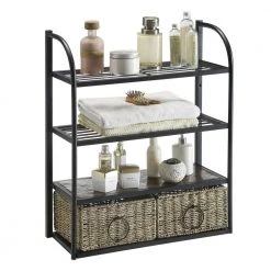 4D Concepts Windsor 24 in. W Storage Rack with Two Baskets in Brown -Bathroom Cabinets Shop black brown 4d concepts bathroom wall cabinets 603120 1f 1000