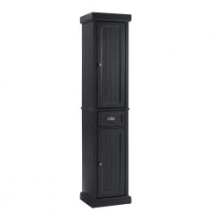 CROSLEY FURNITURE Seaside 16 in. W x 14 in. D x 72 in. H Linen Cabinet in Black