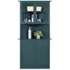VEIKOUS 18 in. W x 35 in. D x 71 in. H Blue Corner Linen Cabinet Storage with Adjustable Shelves and Glass Doors in Blue -Bathroom Cabinets Shop blue veikous linen cabinets hp0109 01bu 64 1000