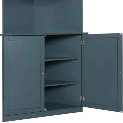 VEIKOUS 18 in. W x 35 in. D x 71 in. H Blue Corner Linen Cabinet Storage with Adjustable Shelves and Glass Doors in Blue -Bathroom Cabinets Shop blue veikous linen cabinets hp0109 01bu 77 1000