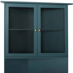 VEIKOUS 18 in. W x 35 in. D x 71 in. H Blue Corner Linen Cabinet Storage with Adjustable Shelves and Glass Doors in Blue -Bathroom Cabinets Shop blue veikous linen cabinets hp0109 01bu fa 1000