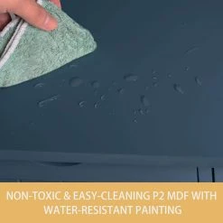 VEIKOUS 12 in. W x 36 in. L x 36 in. H Dark Teal Kitchen Cabinet Storage Sideboard with Glass Door and 4-Drawers -Bathroom Cabinets Shop blue veikous linen cabinets hp0904 01bu 1f 1000