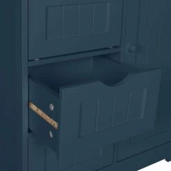 VEIKOUS 12 in. W x 36 in. L x 36 in. H Dark Teal Kitchen Cabinet Storage Sideboard with Glass Door and 4-Drawers -Bathroom Cabinets Shop blue veikous linen cabinets hp0904 01bu 44 1000