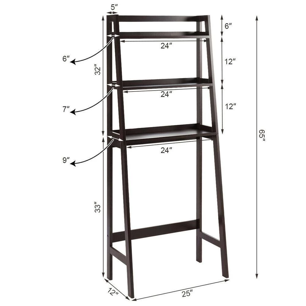 CASAINC 25 in. W 3-Shelf Over-The-Toilet Freestanding Storage Organizer Toilet Rack 5 CASAINC 25 in. W 3-Shelf Over-The-Toilet Freestanding Storage Organizer Toilet Rack - Image 3