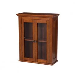 Glitzhome 20 in. W x 8.5 in. D x 24.75 in. H Wall Cabinet with Double Doors in Brown -Bathroom Cabinets Shop brown glitzhome bathroom wall cabinets 1517002246 1f 1000