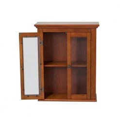 Glitzhome 20 in. W x 8.5 in. D x 24.75 in. H Wall Cabinet with Double Doors in Brown -Bathroom Cabinets Shop brown glitzhome bathroom wall cabinets 1517002246 4f 1000