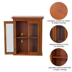 Glitzhome 20 in. W x 8.5 in. D x 24.75 in. H Wall Cabinet with Double Doors in Brown -Bathroom Cabinets Shop brown glitzhome bathroom wall cabinets 1517002246 77 1000