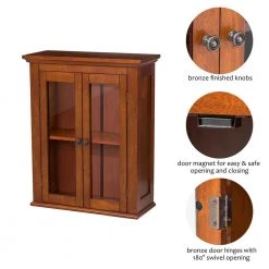 Glitzhome 20 in. W x 8.5 in. D x 24.75 in. H Wall Cabinet with Double Doors in Brown -Bathroom Cabinets Shop brown glitzhome bathroom wall cabinets 1517002246 d4 1000
