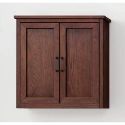 Home Decorators Collection Alster 25 in. W x 8 in. D x 26 in. H Brown 2 doors Bathroom Storage Wall Cabinet in Brown Oak