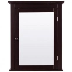 WELLFOR 22 in. W x 27.5 in. H x 6 in. D Bathroom Storage Wall Cabinet with 1 Glass Doors and Adjustable Shelf in Brown -Bathroom Cabinets Shop brown wellfor bathroom wall cabinets hw hwy 59321bn 4f 1000