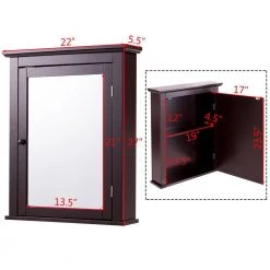 WELLFOR 22 in. W x 27.5 in. H x 6 in. D Bathroom Storage Wall Cabinet with 1 Glass Doors and Adjustable Shelf in Brown -Bathroom Cabinets Shop brown wellfor bathroom wall cabinets hw hwy 59321bn c3 1000