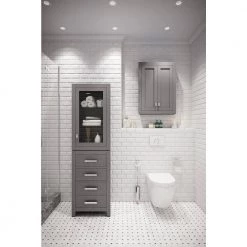 Water Creation Madison 24 in. W x 33 in. H x 8 in. D Bathroom Storage Toilet Topper in Cashmere Grey -Bathroom Cabinets Shop cashmere grey water creation bathroom wall cabinets madison tt g 44 1000