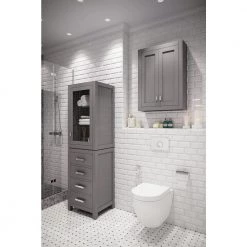 Water Creation Madison 24 in. W x 33 in. H x 8 in. D Bathroom Storage Toilet Topper in Cashmere Grey -Bathroom Cabinets Shop cashmere grey water creation bathroom wall cabinets madison tt g fa 1000