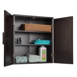 Elegant Home Fashions Americana 20 in. W x 22-1/2 in. H x 8 in. D Bathroom Storage Wall Cabinet in Dark Espresso -Bathroom Cabinets Shop dark espresso elegant home fashions bathroom wall cabinets 9hd695 fa 1000