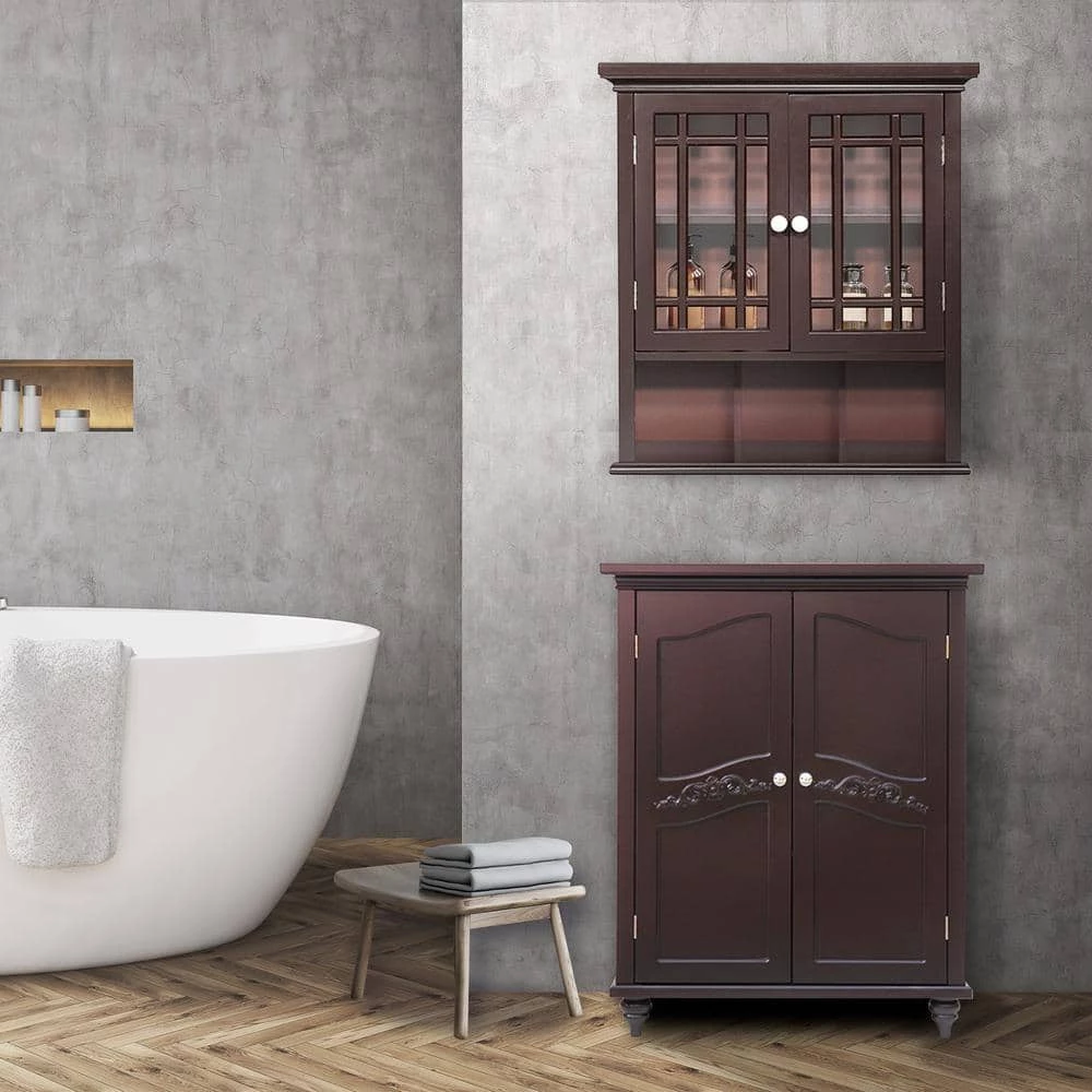 Elegant Home Fashions Albion 24 in. H x 22 in. W x 7 in. D Bathroom Storage Wall Cabinet in Espresso Color 7 Elegant Home Fashions Albion 24 in. H x 22 in. W x 7 in. D Bathroom Storage Wall Cabinet in Espresso Color - Image 5