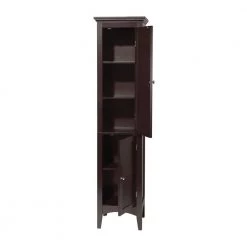 Elegant Home Fashions Simon 15 in. W x 63 in. H x 13 in. D Bathroom Linen Storage Tower Cabinet with 2 Shutter Doors in Dark Espresso -Bathroom Cabinets Shop dark espresso elegant home fashions linen cabinets hdt598 1f 1000