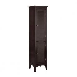 Elegant Home Fashions Simon 15 in. W x 63 in. H x 13 in. D Bathroom Linen Storage Tower Cabinet with 2 Shutter Doors in Dark Espresso -Bathroom Cabinets Shop dark espresso elegant home fashions linen cabinets hdt598 4f 1000