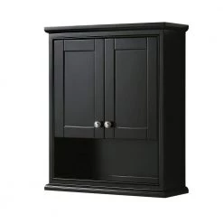 Wyndham Collection Deborah 25 in. W x 30 in. H x 9 in. D Bathroom Storage Wall Cabinet in Dark Espresso