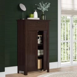 RiverRidge Home Hayward 23.63 in. W x 7.88 D x 40.13 in. H Dark Woodgrain Freestanding Two-Door Linen Cabinet -Bathroom Cabinets Shop dark woodgrain riverridge home linen cabinets 06 175 31 1000