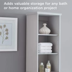 Glacier Bay Shaker Style 16 in. W x 12 in. D x 62.25 in. H Linen Cabinet in Dove Gray -Bathroom Cabinets Shop dove gray glacier bay linen cabinets 5348gyhd 76 1000