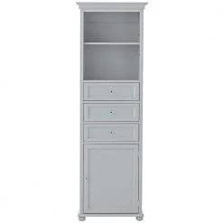 Home Decorators Collection Hampton Harbor 22 in. W x 10 in. D x 67-1/2 in. H Linen Storage Cabinet in Dove Grey