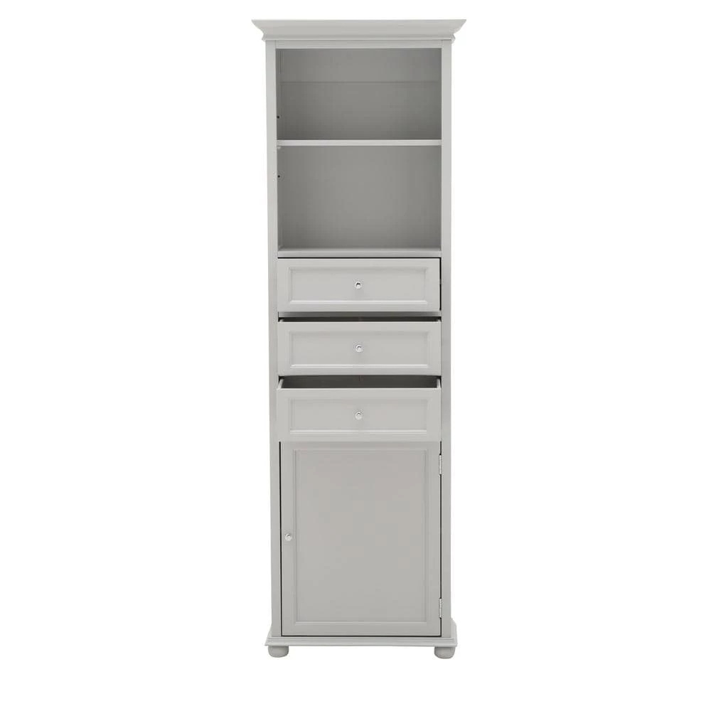 Home Decorators Collection Hampton Harbor 22 in. W x 10 in. D x 67-1/2 in. H Linen Storage Cabinet in Dove Grey 4 Home Decorators Collection Hampton Harbor 22 in. W x 10 in. D x 67-1/2 in. H Linen Storage Cabinet in Dove Grey - Image 2