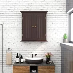 Cubilan 21.1 in. W x 8.8 in. D x 24 in. H Espresso Bathroom Over The Toilet Wall Cabinet -Bathroom Cabinets Shop espresso bathroom wall cabinets b08jhp7p58 fa 1000