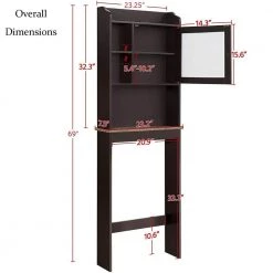 Hooseng Shccout 23.25 in. W x 7.5 in. D x 69 in. H Over-the-Toilet Wall Cabinet in Espresso -Bathroom Cabinets Shop espresso bathroom wall cabinets kimw409148881 1f 1000