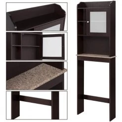 Hooseng Shccout 23.25 in. W x 7.5 in. D x 69 in. H Over-the-Toilet Wall Cabinet in Espresso -Bathroom Cabinets Shop espresso bathroom wall cabinets kimw409148881 44 1000