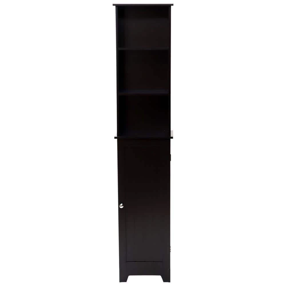 Redmon ContemporaryCountry 13.5in.W x 8in.D x 65in.H Free Standing Floor Shelf with Wainscot Panels & Lower Cabinet in Espresso 4 Redmon ContemporaryCountry 13.5in.W x 8in.D x 65in.H Free Standing Floor Shelf with Wainscot Panels & Lower Cabinet in Espresso - Image 2