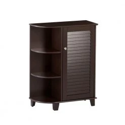 RiverRidge Home Ellsworth 23-5/8 in. W x 31-1/10 in. H Bathroom Linen Storage Floor Cabinet with Side Shelves in Espresso