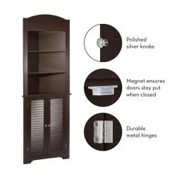RiverRidge Home Ellsworth 23-1/4 in. W x 68-3/10 in. H x 11-1/2 D Corner Bathroom Linen Storage Tower Cabinet in Espresso -Bathroom Cabinets Shop espresso riverridge home linen cabinets 06 028 76 1000