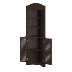 RiverRidge Home Ellsworth 23-1/4 in. W x 68-3/10 in. H x 11-1/2 D Corner Bathroom Linen Storage Tower Cabinet in Espresso -Bathroom Cabinets Shop espresso riverridge home linen cabinets 06 028 77 1000