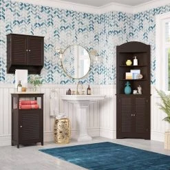 RiverRidge Home Ellsworth 18 in. W x 32-17/25 in. H x 11-4/5 in. D Bathroom Linen Storage Floor Cabinet in Espresso -Bathroom Cabinets Shop espresso riverridge home linen cabinets 06 030 4f 1000