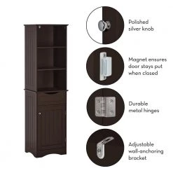 RiverRidge Home Ashland 16-1/2 in. W x 60 in. H Tall Cabinet in Espresso -Bathroom Cabinets Shop espresso riverridge home linen cabinets 06 124 1d 1000