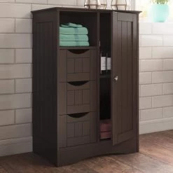 RiverRidge Home Ashland 22 in. W x 32 in. H 1-Door, 3-Drawer Floor Cabinet in Espresso -Bathroom Cabinets Shop espresso riverridge home linen cabinets 06 126 c3 1000