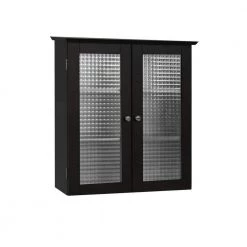 Teamson Home Cape Cod 22-1/2 in. W x 25 in. H x 8 in. D Bathroom Storage Wall Cabinet with Two Glass Doors in Espresso