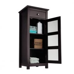 Teamson Home Cape Cod 15 in. W x 36 in. H x 14 in. D Bathroom Linen Storage Floor Cabinet in Espresso -Bathroom Cabinets Shop espresso teamson home linen cabinets hd16223 44 1000