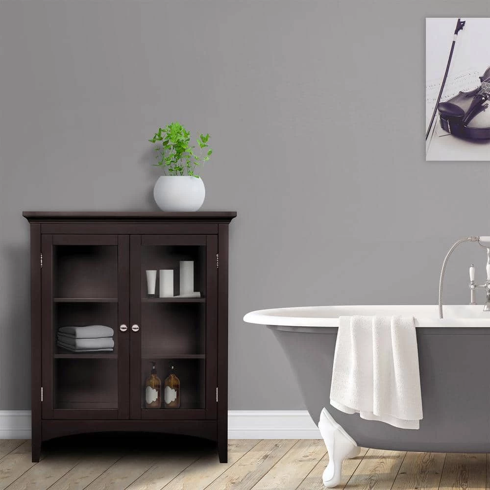 Teamson Home Wilshire 26 in. W x 32 in. H x 13 in. D 2-Door Bathroom Linen Storage Floor Cabinet in Dark Espresso 8 Teamson Home Wilshire 26 in. W x 32 in. H x 13 in. D 2-Door Bathroom Linen Storage Floor Cabinet in Dark Espresso - Image 6