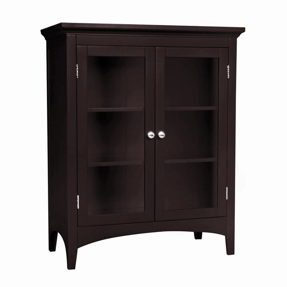 Teamson Home Wilshire 26 in. W x 32 in. H x 13 in. D 2-Door Bathroom Linen Storage Floor Cabinet in Dark Espresso 3 Teamson Home Wilshire 26 in. W x 32 in. H x 13 in. D 2-Door Bathroom Linen Storage Floor Cabinet in Dark Espresso
