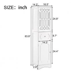 Polibi 16.5 in. W x 14.2 in. D x 63.8 in. H Gray Tall Bathroom Freestanding Linen Cabinet with Drawer and Acrylic Door 15 Polibi 16.5 in. W x 14.2 in. D x 63.8 in. H Gray Tall Bathroom Freestanding Linen Cabinet with Drawer and Acrylic Door -Bathroom Cabinets Shop gray 2doors linen cabinets rs 638hblc g2d 40 1000