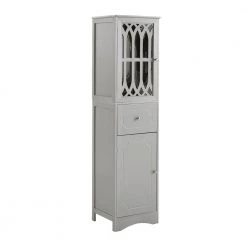 Polibi 16.5 in. W x 14.2 in. D x 63.8 in. H Gray Tall Bathroom Freestanding Linen Cabinet with Drawer and Acrylic Door 18 Polibi 16.5 in. W x 14.2 in. D x 63.8 in. H Gray Tall Bathroom Freestanding Linen Cabinet with Drawer and Acrylic Door -Bathroom Cabinets Shop gray 2doors linen cabinets rs 638hblc g2d c3 1000