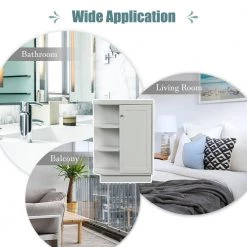 Aoibox 23.6 in. W x 9.7 in. D x 31.3 in. H Gray Open Style Shelf Cabinet Linen Cabinet with Adjustable Plates, Gray -Bathroom Cabinets Shop gray aoibox linen cabinets snmx823 1d 1000