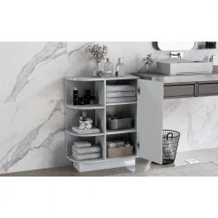 Aoibox 23.6 in. W x 9.7 in. D x 31.3 in. H Gray Open Style Shelf Cabinet Linen Cabinet with Adjustable Plates, Gray -Bathroom Cabinets Shop gray aoibox linen cabinets snmx823 1f 1000