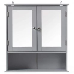 Basicwise Gray Mirror Wall Mounted Cabinet For the Bathroom and Vanity with Adjustable Shelves 20 in. Wide -Bathroom Cabinets Shop gray basicwise bathroom wall cabinets qi004020 gy 1f 1000